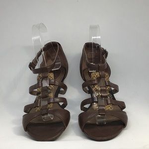 Clarks Artisan Wedge sandals snake print detail